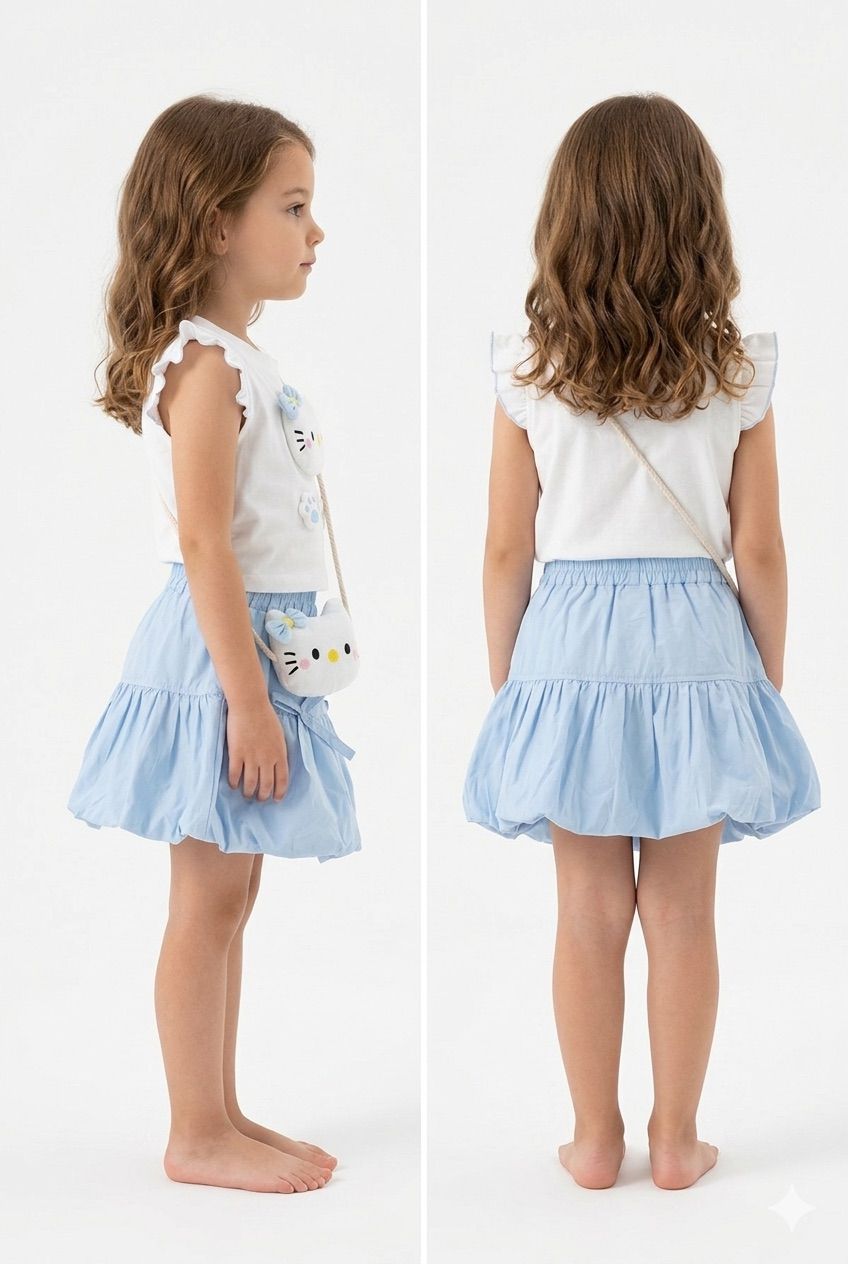 blue kitty co ord set with sling bag blue kitty co ord set with sling bag